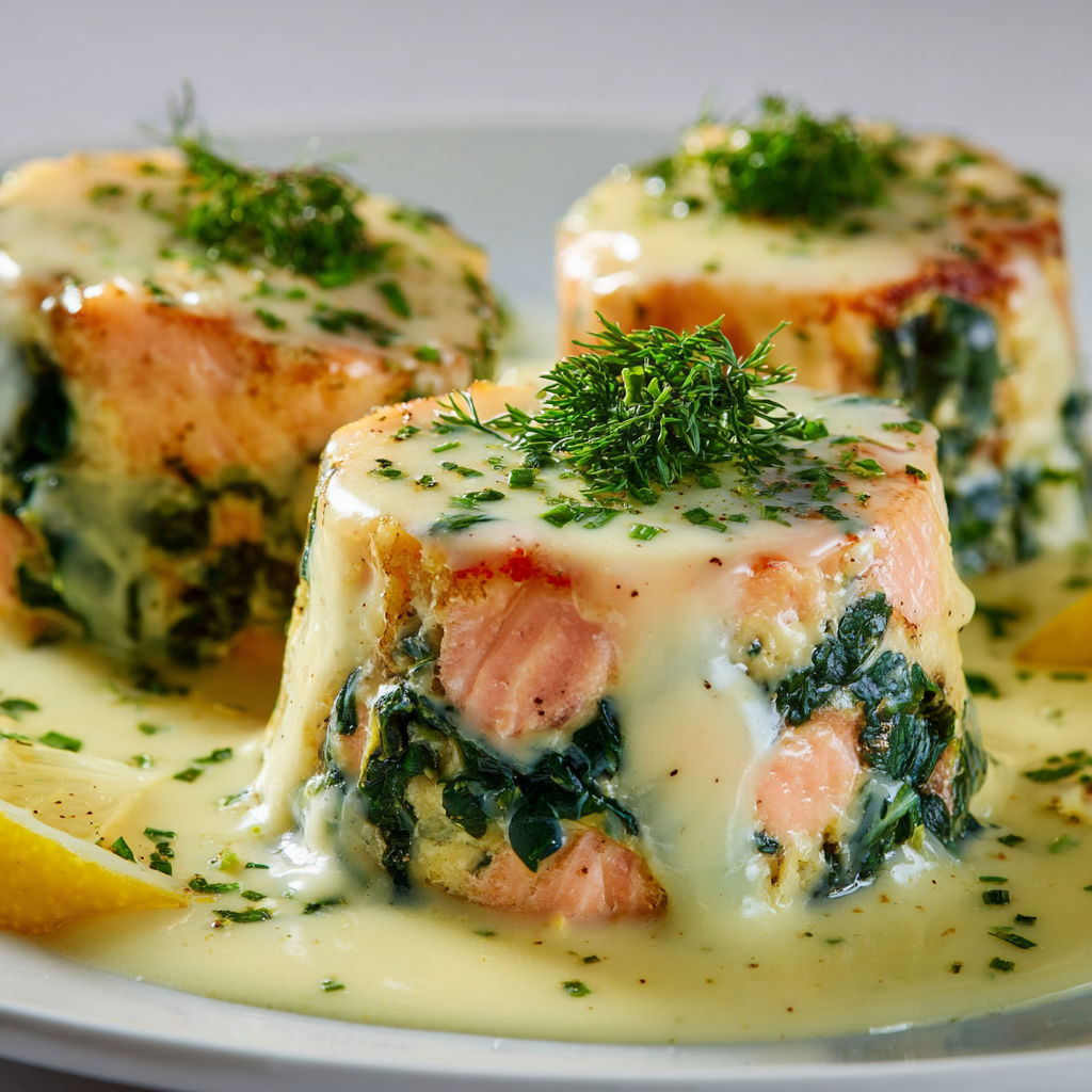 Délice Onctueux de Saumon et Épinards relevé de Citron.