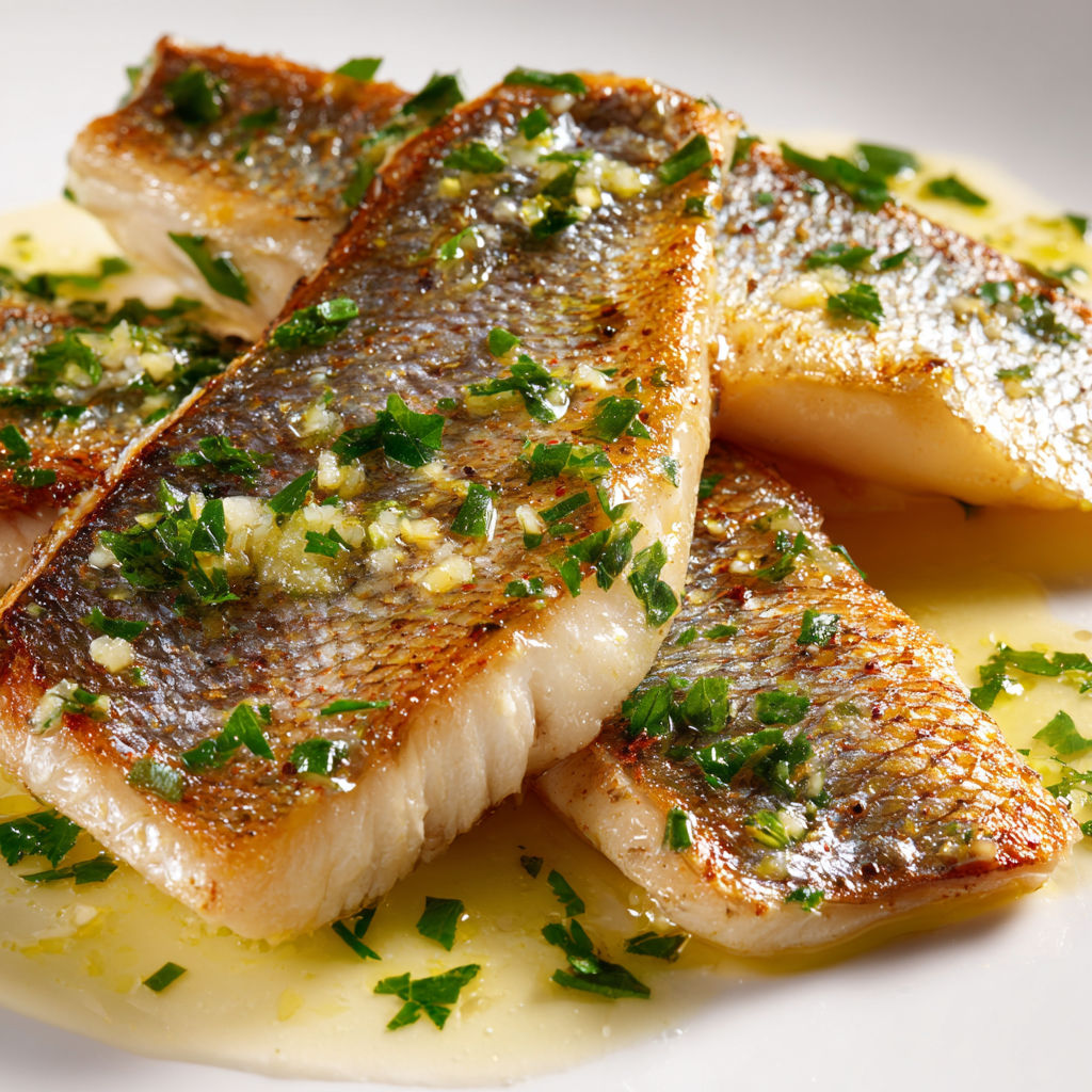 Filets de daurade nappés d’un beurre citron, plat gourmand et facile.