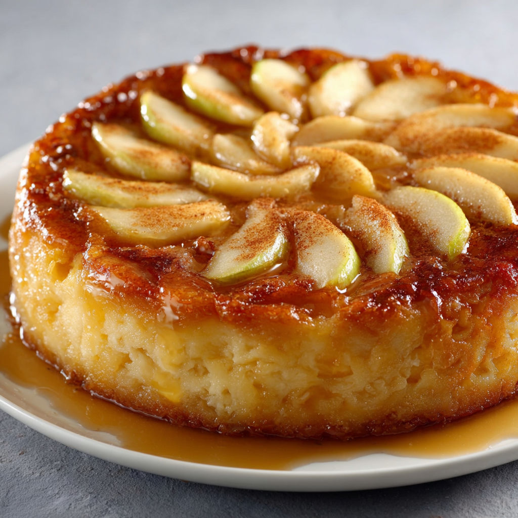Délicieux flan aux pommes bien moelleux nappé d’une touche de cannelle et de beurre savoureux.