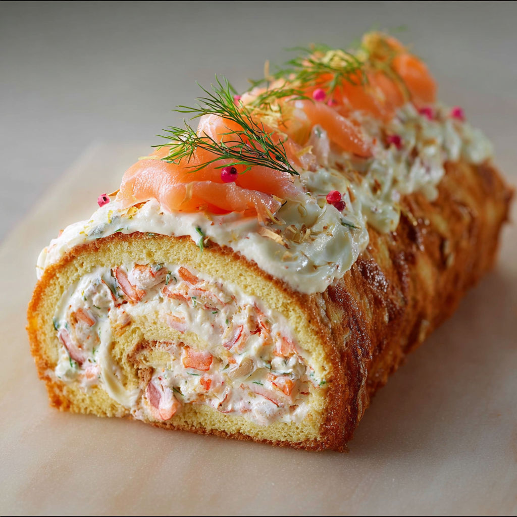 Roulé frais au saumon, fromage et aneth pour l’apéro.