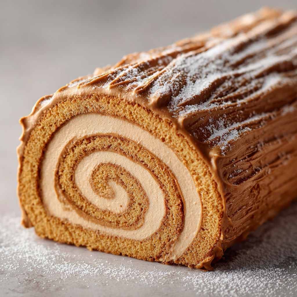 Délicieuse Bûche Café à la crème fondante.