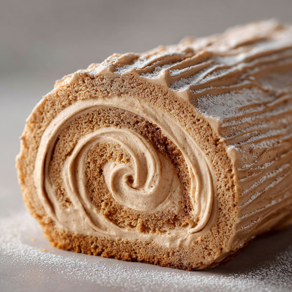 Super roulé café Noël et crème au beurre nuageuse.