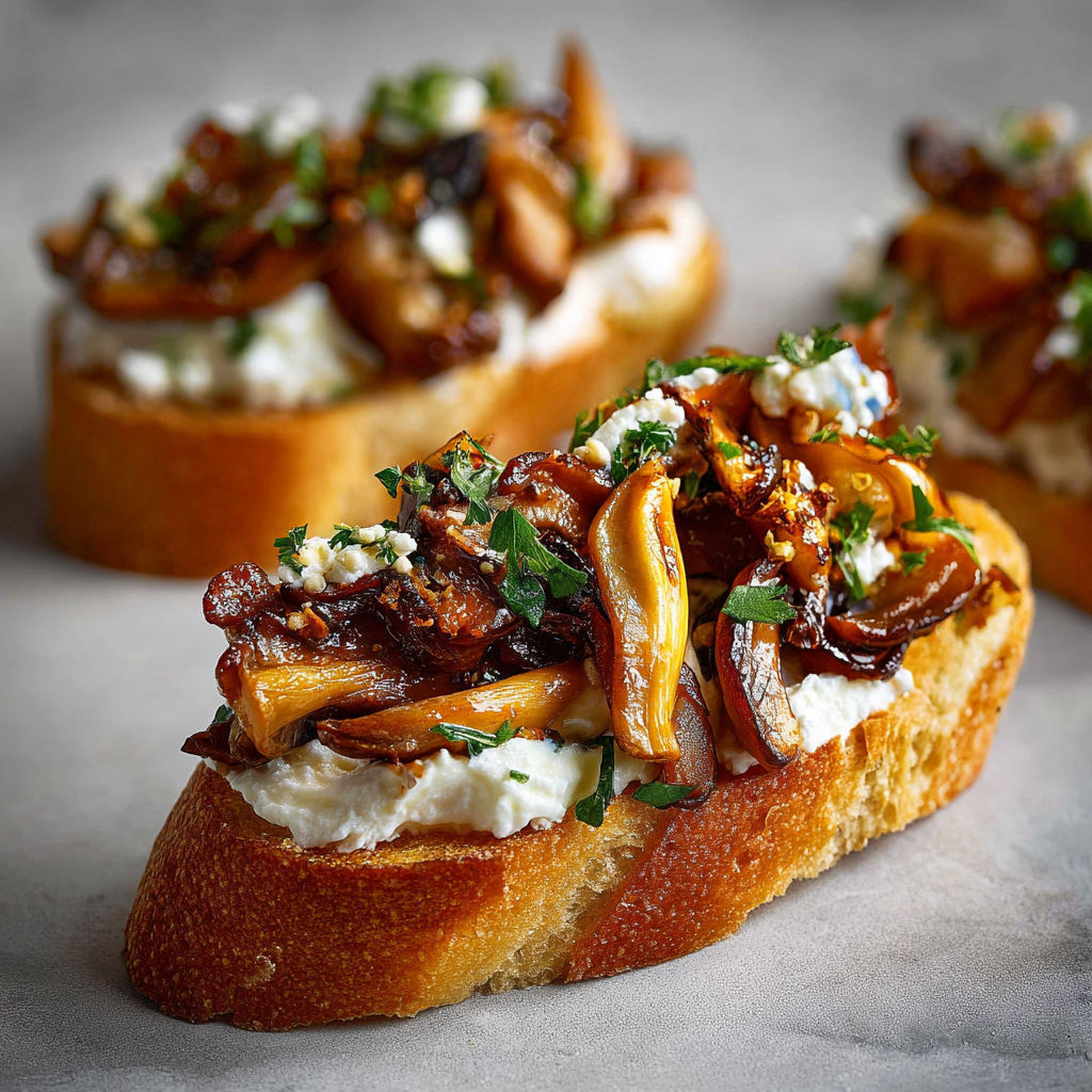 Crostini aux champignons marinés super savoureux pour l’apéro.