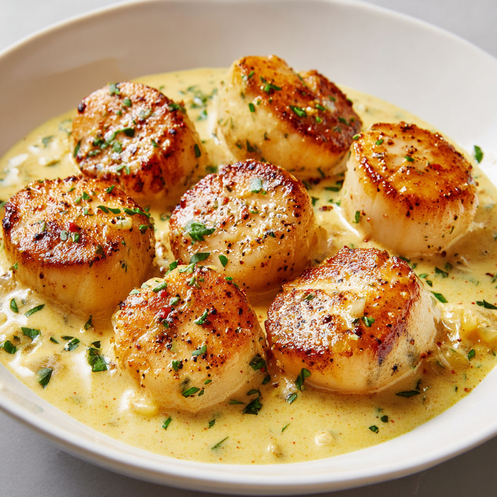 Saint-Jacques fondantes à la crème curry, prêtes en un clin d'œil.