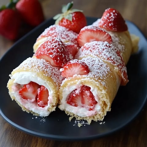 Roulés de Fraises et Fromage à la Crêpe