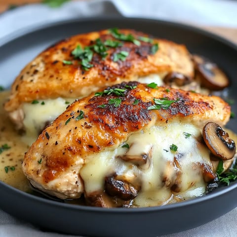 Poulet farci aux champignons et épinards