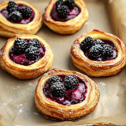 Quatre petits pains au chocolat avec des baies sauvages.