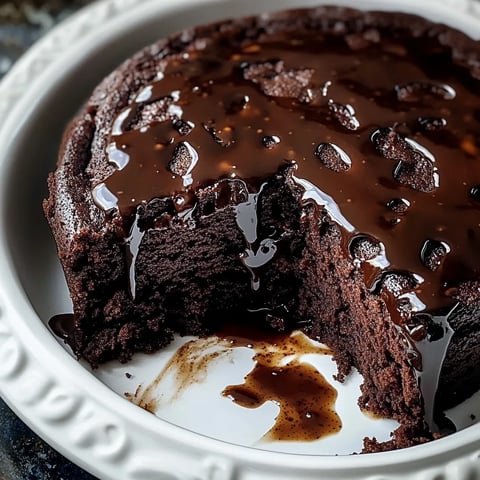 Un gâteau au chocolat avec une sauce au chocolat.