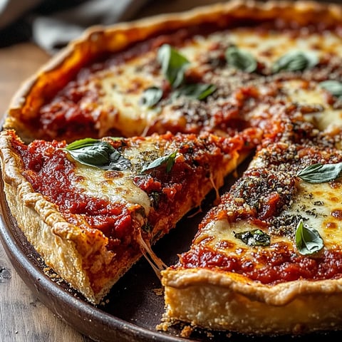 Une part de pizza avec du fromage et du basilic.