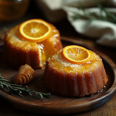 Deux gâteaux garnis de tranches d'orange.