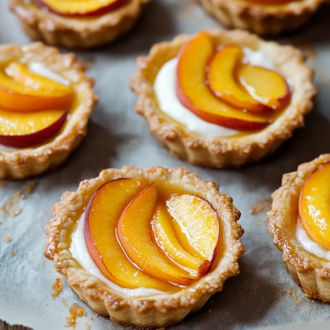 Tartes aux pêches sur un plateau.