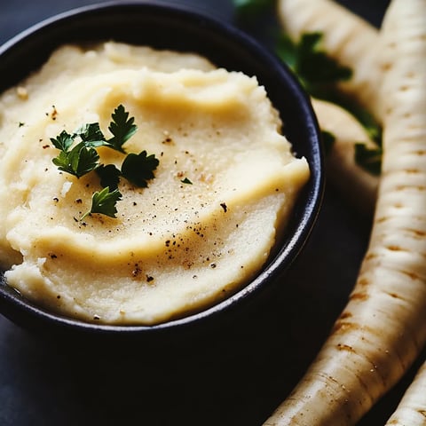 Un bol de purée parsemé de persil frais.