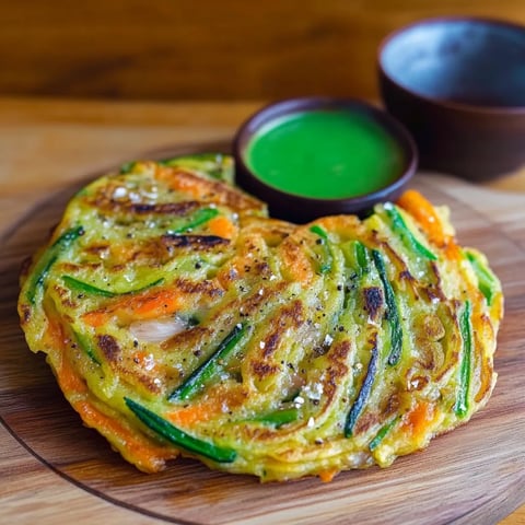 Assiette de galettes avec sauce verte à côté.