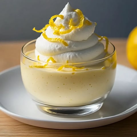 Un bol de crème fouettée avec une rondelle de citron posée dessus.