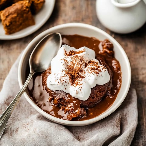 Un bol de gâteau au chocolat surmonté de chantilly.