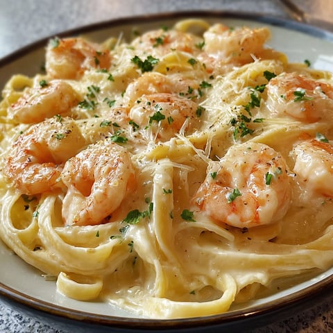 Un plat de crevettes Alfredo crémeuses, faciles à préparer et super savoureuses.