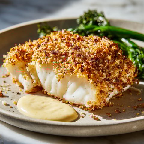 Plat de poisson croustillant avec bretzels dorés, présenté sur une assiette élégante.