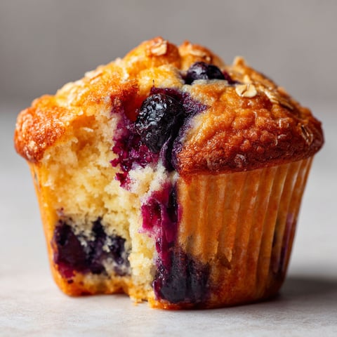 Une belle part de muffin bleuet tartinée de beurre tendre.
