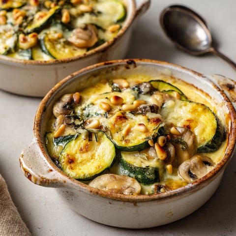 Délicieuses cassolettes pleines de courgettes et champignons fondants.