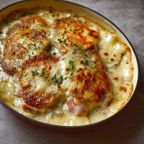 Escalope savoyarde gratinée généreusement au reblochon fondant.