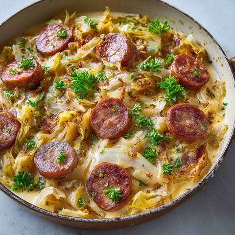 Un bol rempli d’endives fondantes avec des saucisses bien fumées, le tout bien crémeux.