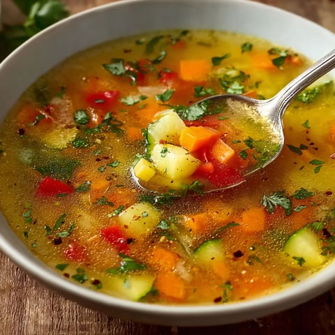 Un bol généreux de soupe de légumes servie en vingt minutes, posé sur une table.