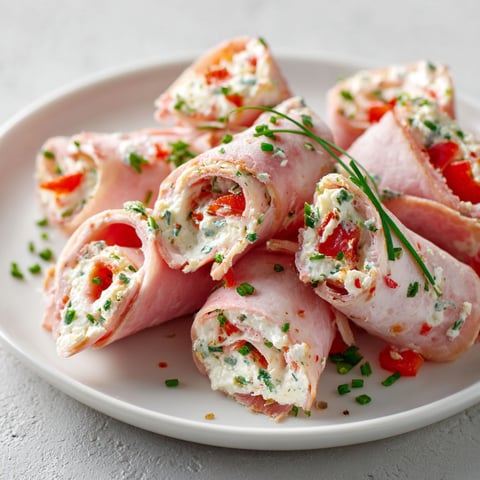 Délicieux roulés de jambon et fromage frais.