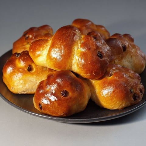 Sur la table, des cougnous tout dorés à la belge attendent d’être mangés.