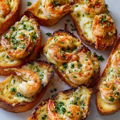 Pain à l'ail avec crevettes gratiné, ultra savoureux et fondant.